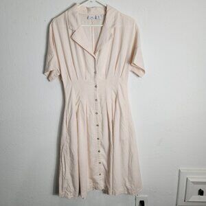 Halston Women's Short Sleeve Linen Dress
